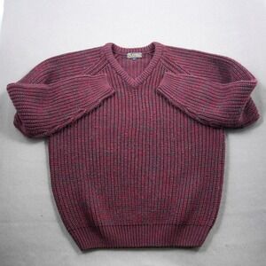PG FIELD Mens Chunky Knit Fisherman Golf V Neck Cottagecore Preppy Sweater L
